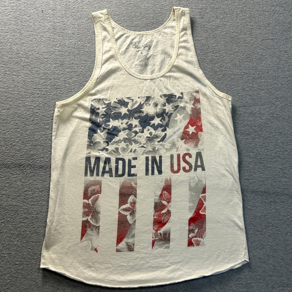 Bowery Supply Co Graphic Tank Top Womens Small USA Made Flag Patriotic Racerback
